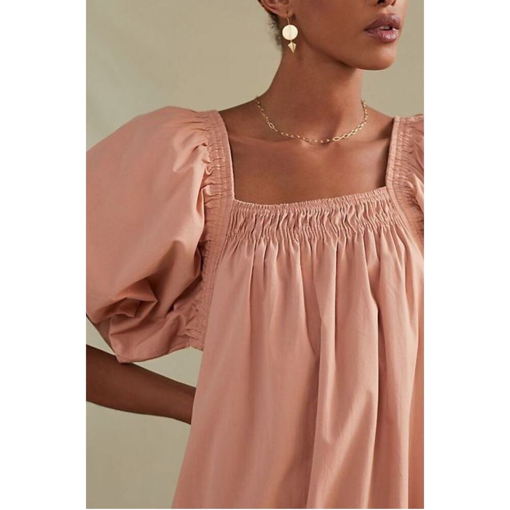 Anthropologie- Magali Pascal Puff-Sleeved Tunic Dress Size S Boho Romantic